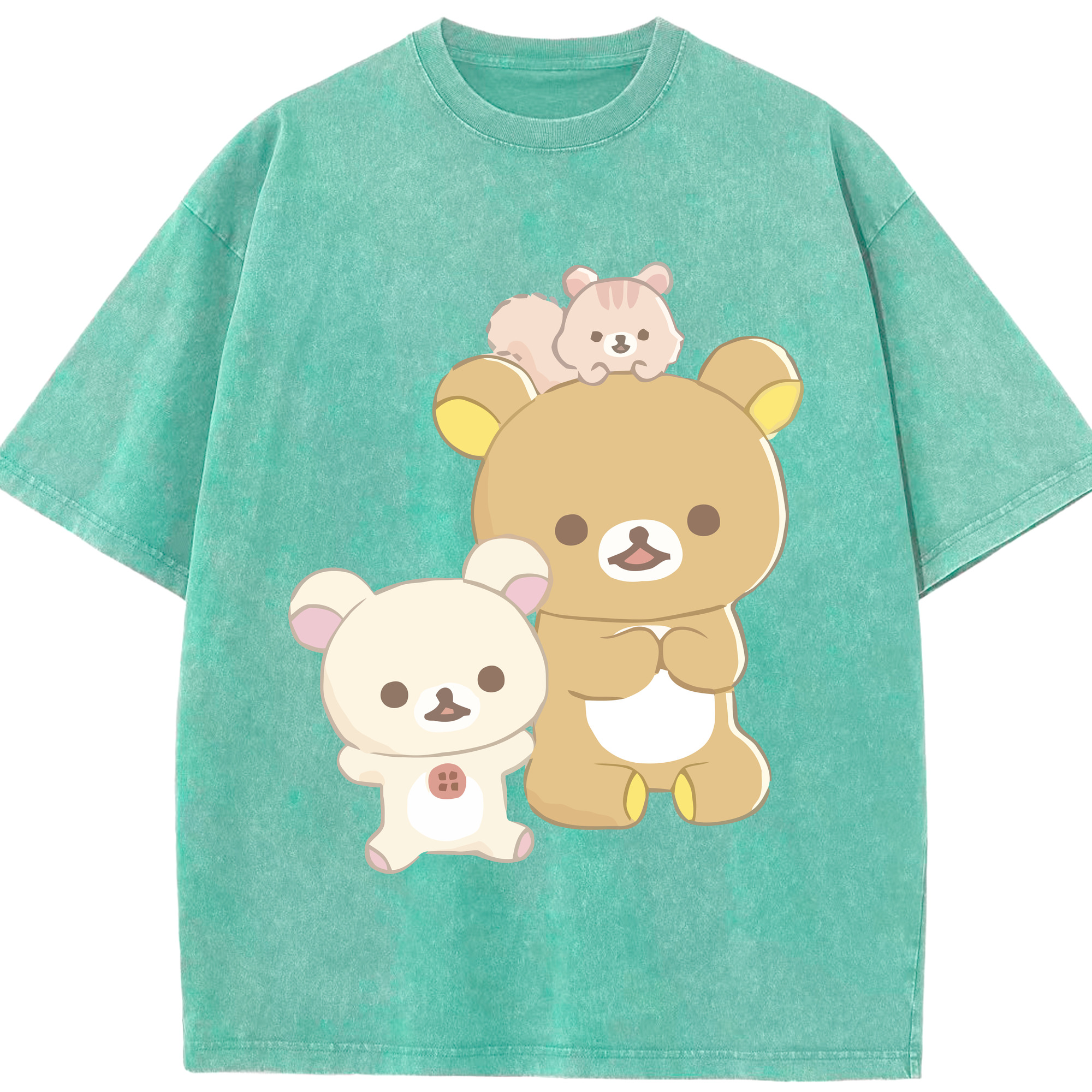 （画像用） リラックマ リラックマ キイロイトリ Rilakkuma Korilakkuma Kiiroitori 綿100% ヴィンテージ風 半袖Tシャツ（フロントプリント）